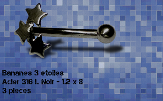 Lot 3 bananes acier noir 1.2 x 8 - 3 etoiles