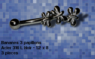 Lot 3 bananes acier noir 1.2 x 8 - 3 papillons