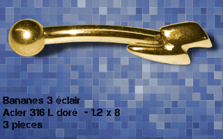Lot 3 bananes acier dore 1.2 x 8 - eclair