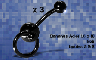 Lot 3 bananes acier Noir 1.6 x 10