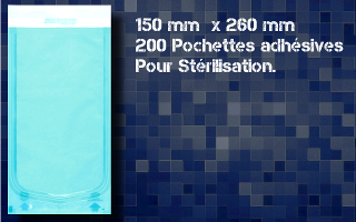 200 sachets auto adhesifs pour sterilisation 150 x 260 mm