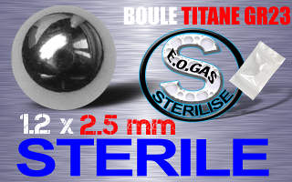 Lot de 10 boules titanes 1.2 x 2.5 steriles - sterilisation en FRANCE par Oxyde d ethylene