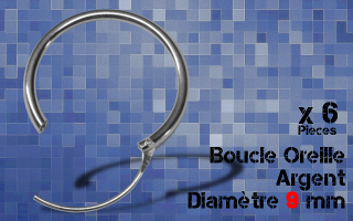 Lot de 6 anneaux , diametre 9 mm - argent ouverture articulee -