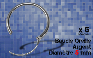 Lot de 6 anneaux , diametre 5 mm - argent - ouverture articulee -