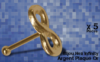 5 bijoux nez argent plaque or - design infinity
