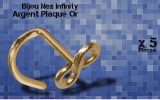 5 bijoux nez argent plaque or - design infinity