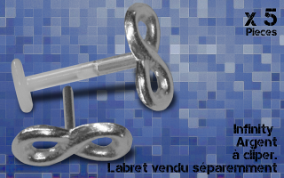 5 accessoires infinity argent a clipper sur labret (non fourni)