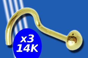 bijou Nez Or jaune 14 K - demi boule 2.5 mm