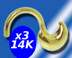 lot de 3 bijoux Nez Or jaune 14 K - lune