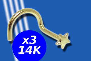 lot de 3 bijoux Nez Or jaune 14 K - etoile