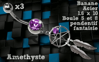Lot de 3 bananes acier 1.6 x 10 - attrape reve fantaisie amethyste.