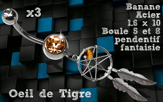 Lot de 3 bananes acier 1.6 x 10 - attrape reve fantaisie oeil de tigre.
