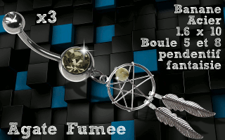 Lot de 3 bananes acier 1.6 x 10 - attrape reve fantaisie agate fumee.