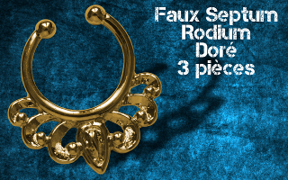 3 faux septum Rodium dore