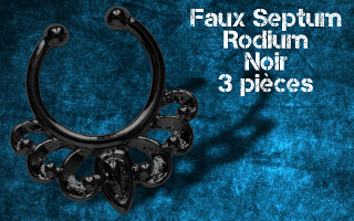 3 faux septum Rodium Noir