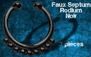 3 faux septum Rodium Noir