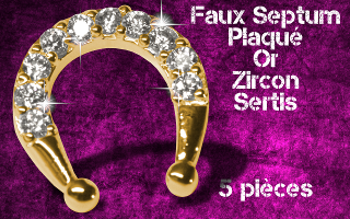 5 faux septum plaque or zircon sertis cristal