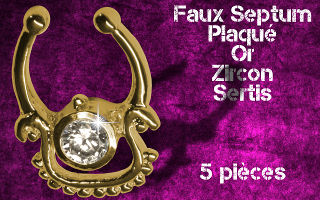 5 faux septum plaque or zircon sertis cristal
