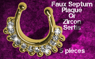 5 faux septum plaque or zircon sertis cristal