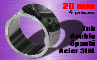 Lot 4 tubes double epaule Acier 316L - diametre 20 mm