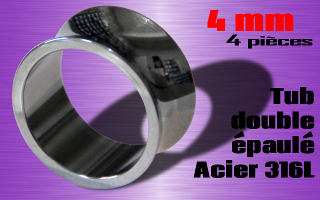Lot 4 tubes double epaule Acier 316L - diametre 4 mm