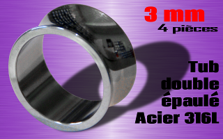 Lot 4 tubes double epaule Acier 316L - diametre 3 mm