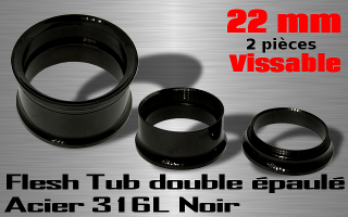 Lot de 2 flesh tub vissable double epaule acier 316 L noir - diametre 22 mm