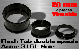 Lot de 2 flesh tub vissable double epaule acier 316 L noir - diametre 20 mm