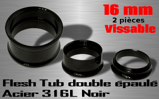Lot de 2 flesh tub vissable double epaule acier 316 L noir - diametre 16 mm