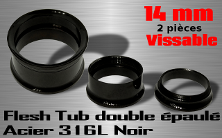 Lot de 2 flesh tub vissable double epaule acier 316 L noir - diametre 14 mm