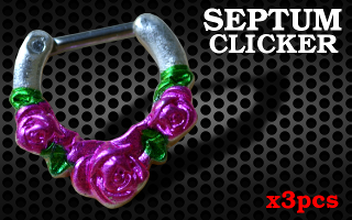 3 Clicker Septum Rodium - barre acier 1.2 - Fermeture articulee