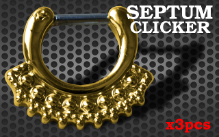 3 Clicker Septum Rodium dore - barre acier 1.2 - Fermeture articulee