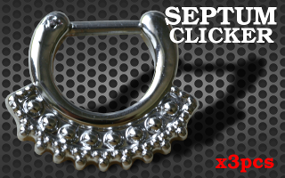 3 Clicker Septum Rodium - barre acier 1.2 - Fermeture articulee