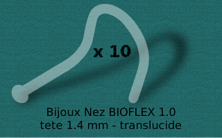 lot de 10 bijoux de nez courbe bioflex blanc translucide - 1.0 - tete 1.4 ideal pour dissimuler