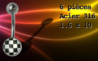 Lot de 6 bananes Acier 316 1.6 x 10 - logo damier - checker