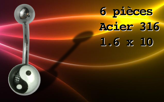 Lot de 6 bananes Acier 316 1.6 x 10 - logo ying yang