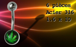 Lot de 6 bananes Acier 316 1.6 x 10 - logo canabis
