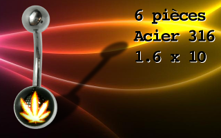 Lot de 6 bananes Acier 316 1.6 x 10 - logo canabis