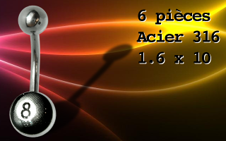 Lot de 6 bananes Acier 316 1.6 x 10 - logo billard 8