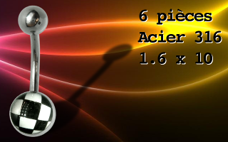 Lot de 6 bananes Acier 316 1.6 x 10 - logo damier checker