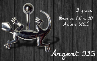 Lot de 2 bananes acier 1.6 x 10 - lezard argent 925