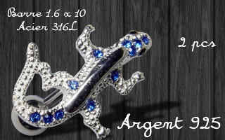 Lot de 2 bananes acier 1.6 x 10 - lezard argent 925 inverse