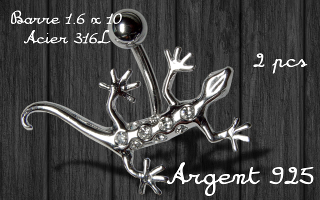 Lot de 2 bananes acier 1.6 x 10 - lezard argent 925