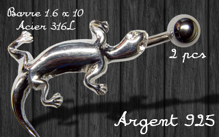 Lot de 2 bananes acier 1.6 x 10 - lezard argent 925