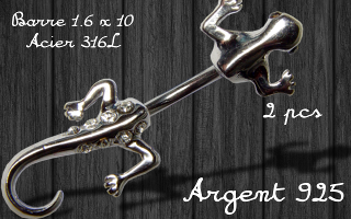 Lot de 2 bananes acier 1.6 x 10 - lezard argent 925