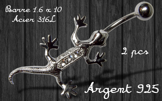 Lot de 2 bananes acier 1.6 x 10 - lezard argent 925