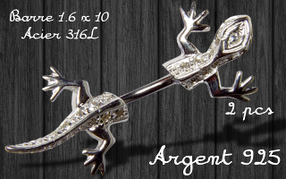 Lot de 2 bananes acier 1.6 x 10 - lezard argent 925