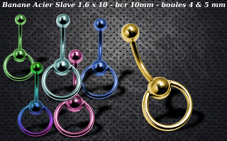 Lot de si bananes acier 316 Anodisee 1.6 x 10 - boule 4 et 6 mm - bcr 10 mm