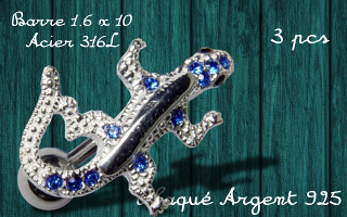 banane lezard - barre acier 316 - lezard plaque argent