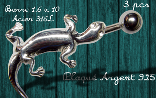 banane lezard - barre acier 316 - lezard plaque argent